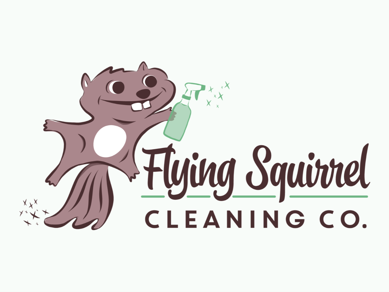 Flying Squirrel Cleaning Co. logo horizontal lockup