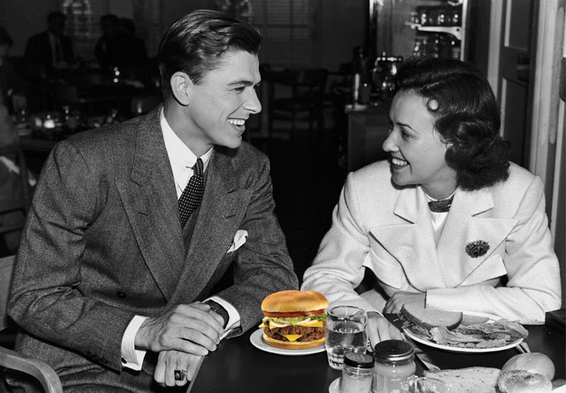 Sharon's Hamburgers Ronald Reagan campaign photo