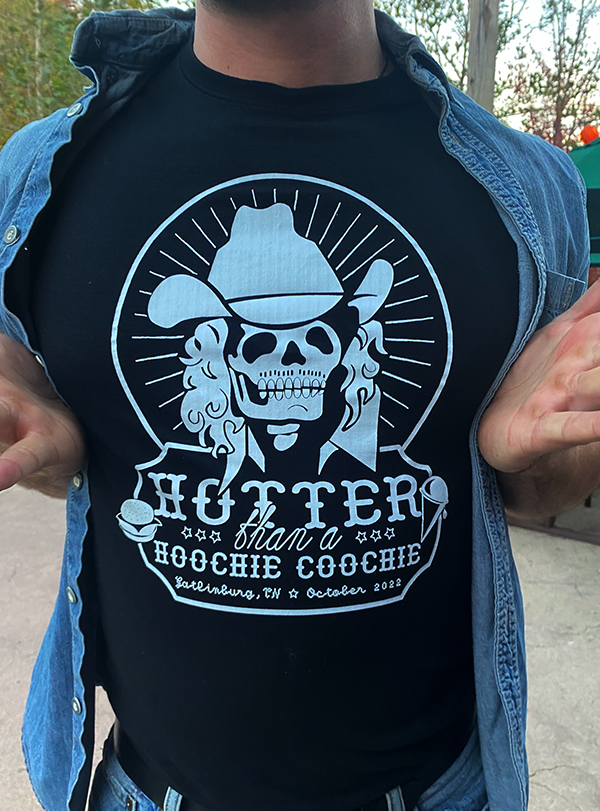 Hoochie Coochie t-shirt worn on model