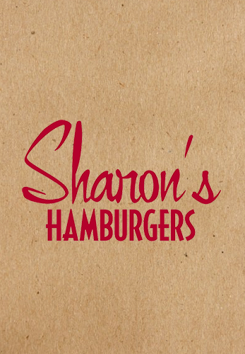 Sharon's Hamburgers logo on kraft paper