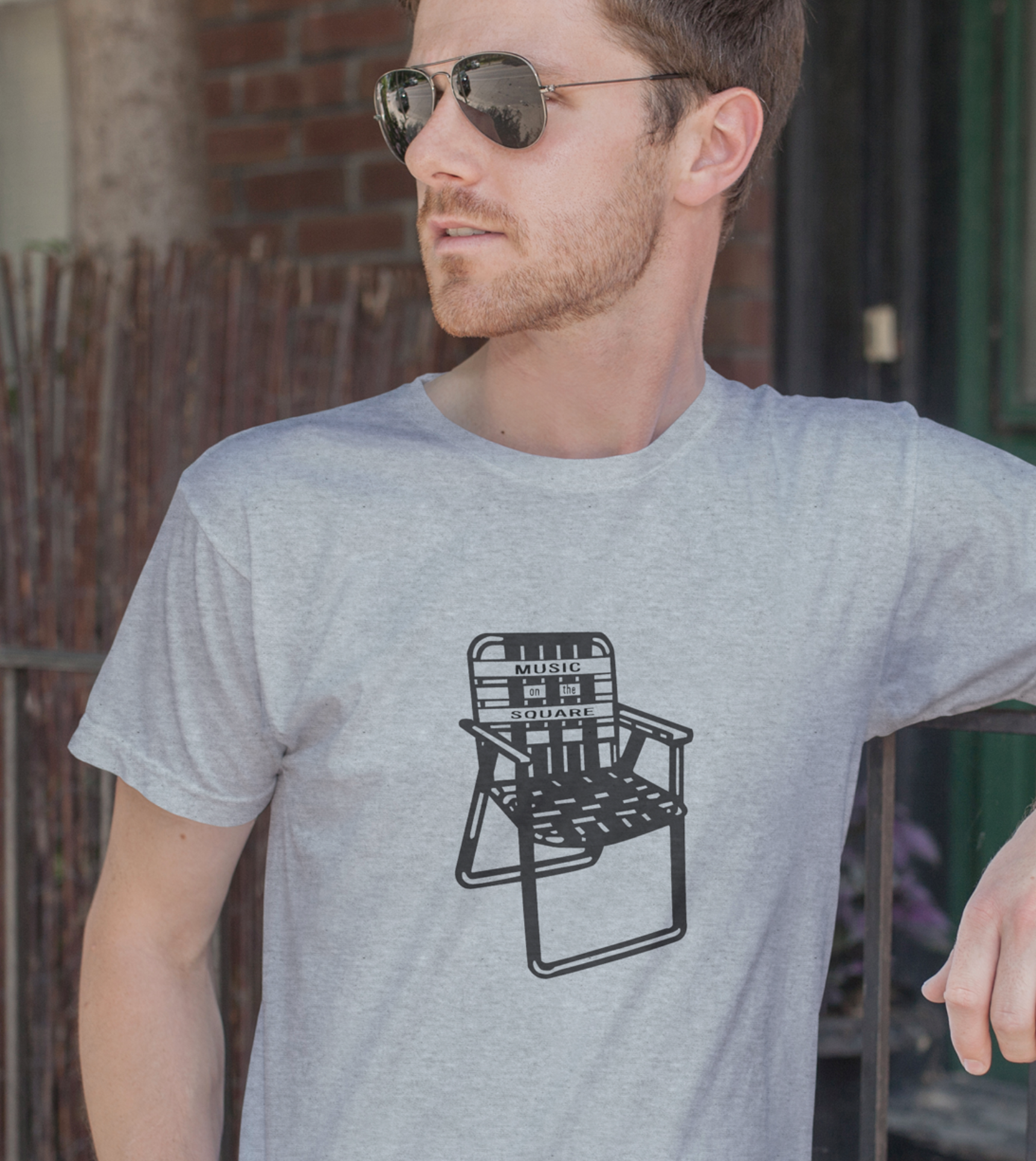 Music on the Square t-shirt on model